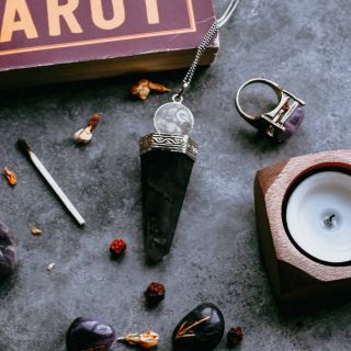 Tarot cards and other religious items.