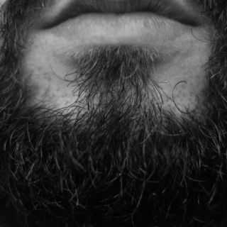 A beard on a man.